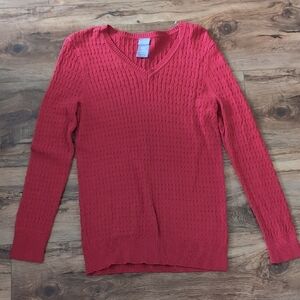 NWOT Laura Scott Women's V-Neck Knit Sweater in Red